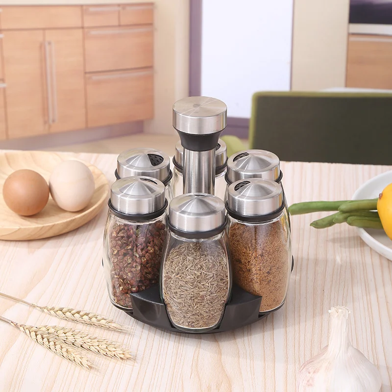 Porta Condimentos Giratório com 6 compartimentos em Vidro + Porta Temperos de Cozinha. - Imagem 4