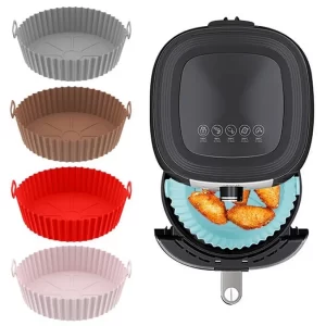 Cesto de Silicone Redondo para Air Fryer e Forno elétrico com Alça Lavável.
