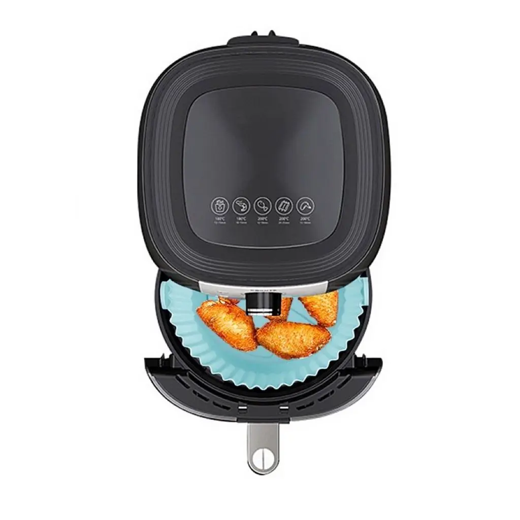 Cesto de Silicone Redondo para Air Fryer e Forno elétrico com Alça Lavável. - Imagem 5