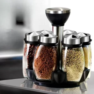 Porta Condimentos Giratório com 6 compartimentos em Vidro + Porta Temperos de Cozinha.