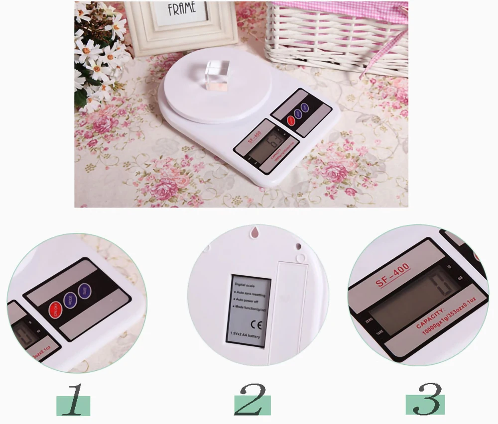 Balança para cozinha - Digital 10kg Alta Precisão Dieta E Nutrição - Imagem 3
